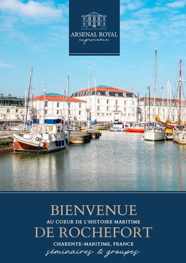 Couverture de la plaquette commerciale séminaires & groupes de la Résidence de l'Arsenal Royal
